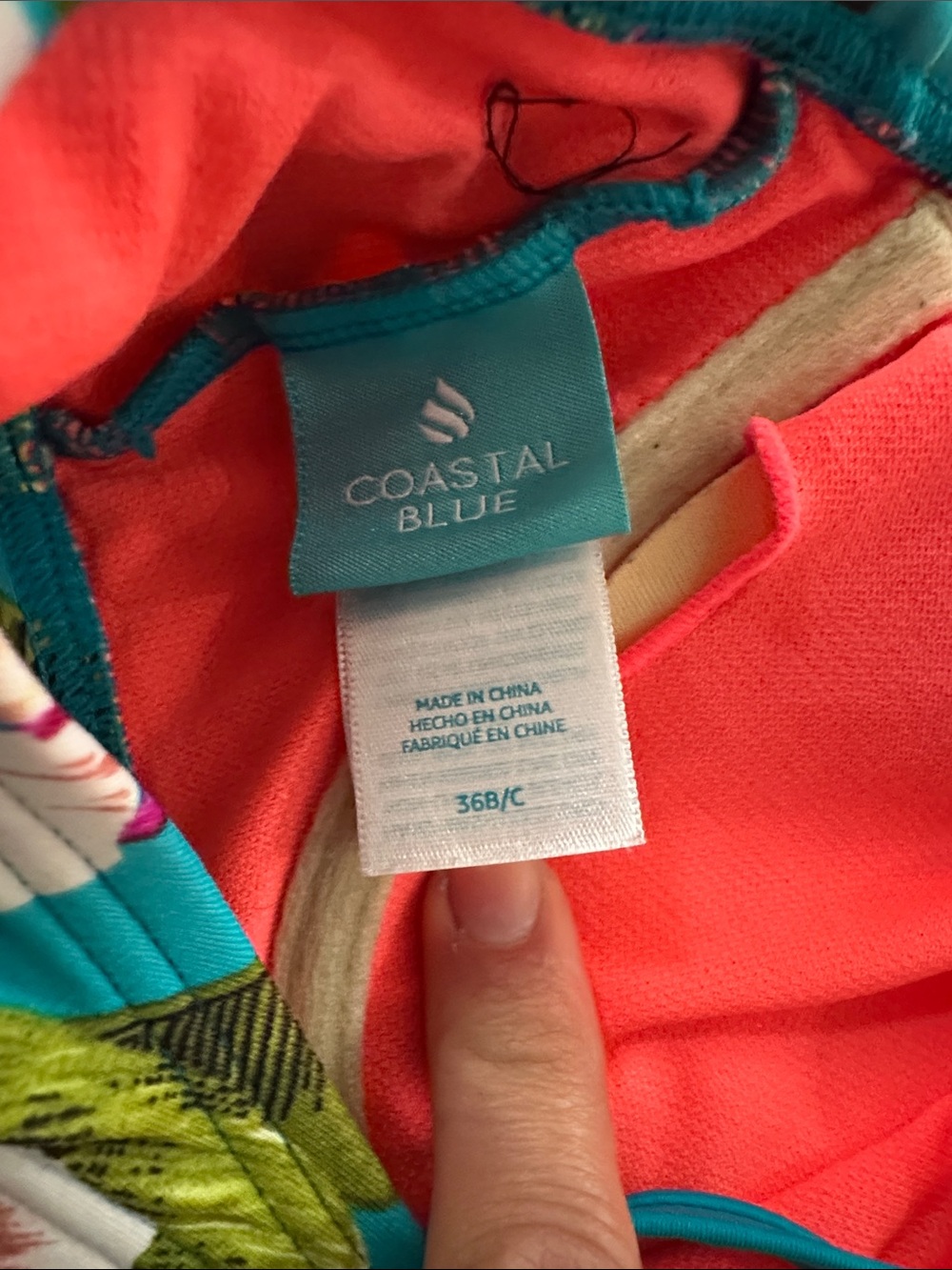 Coastal Blue Coral and Teal Tropical Bikini Top - Picture 3 of 3